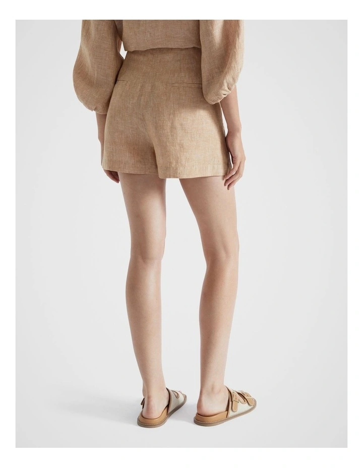 Core Linen Waisted Short in Champagne Beige Crossdye