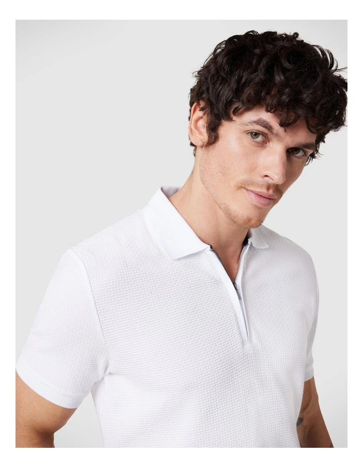 Jacquard Texture Polo in White