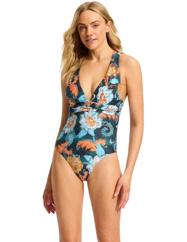 Spring Festival Cross Back One Piece in True Navy