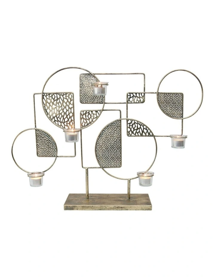 Abstract Hives Statement Candle Holder in Gold
