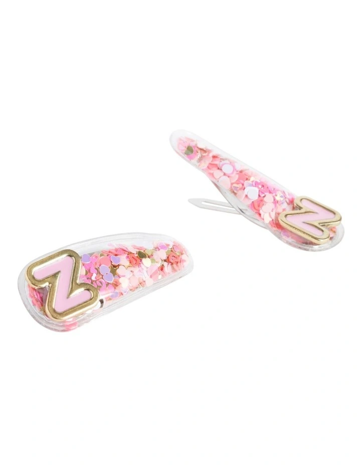 Initial "Z" Confetti Snap Clips in Multi
