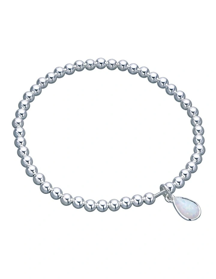Pear Czelline Opal Silver Stretchy Ball Bracelet