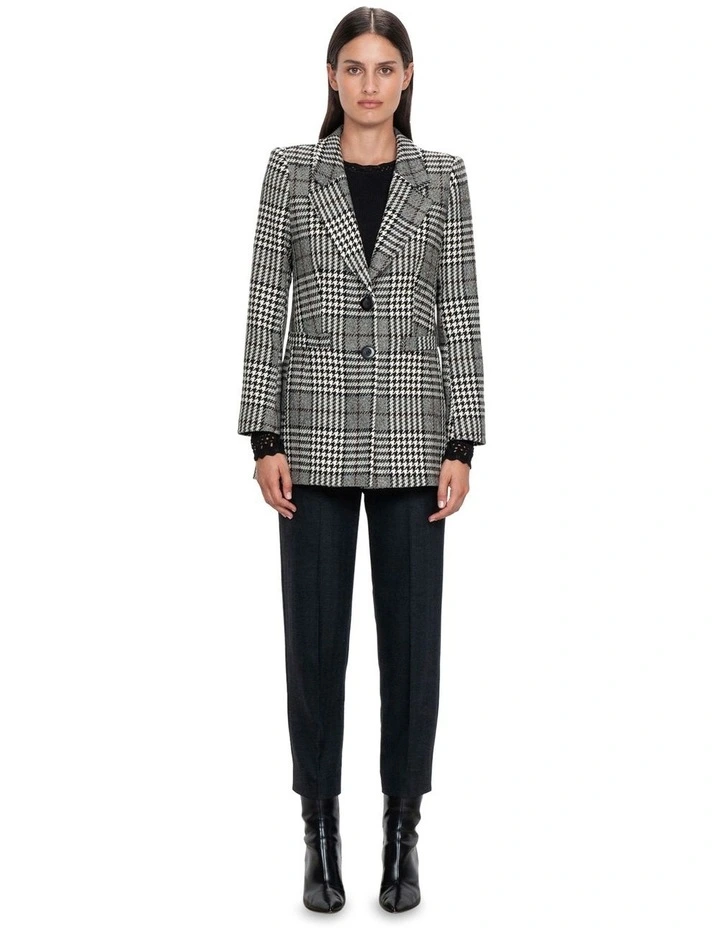 Glen Plaid Coat in Black/White
