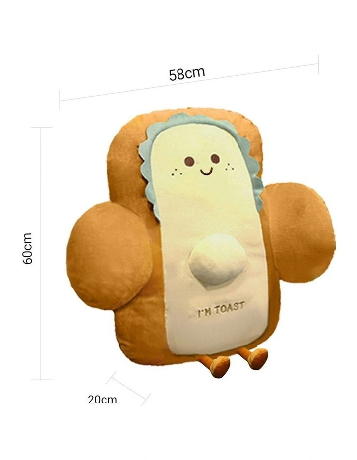 Smiley Face Toast Bread Cushion Stuffed Car Seat Plush 58cm in Beige