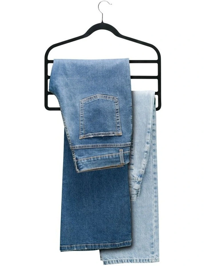 2pc 4 Tier Velvet Space Saving Clothes Hanger Hook Trouser Skirt Pants