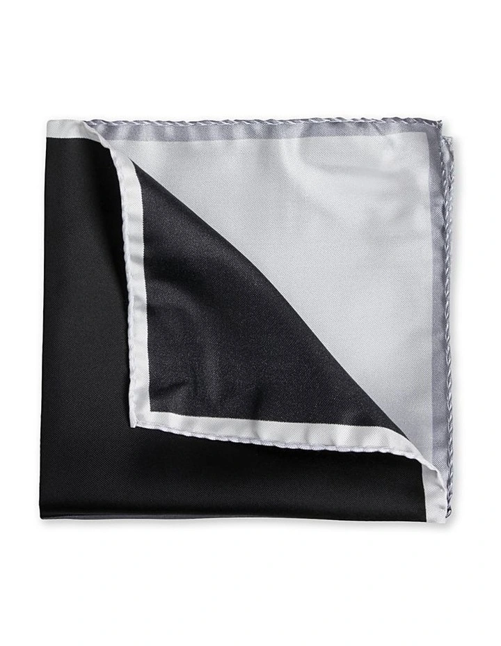 Black & White 4 Way Silk Twill Pocket Square