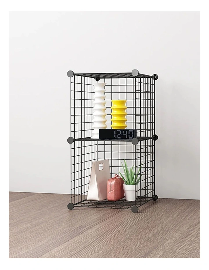 Modular Grid Portable 2 Tier Cube Storage in Black