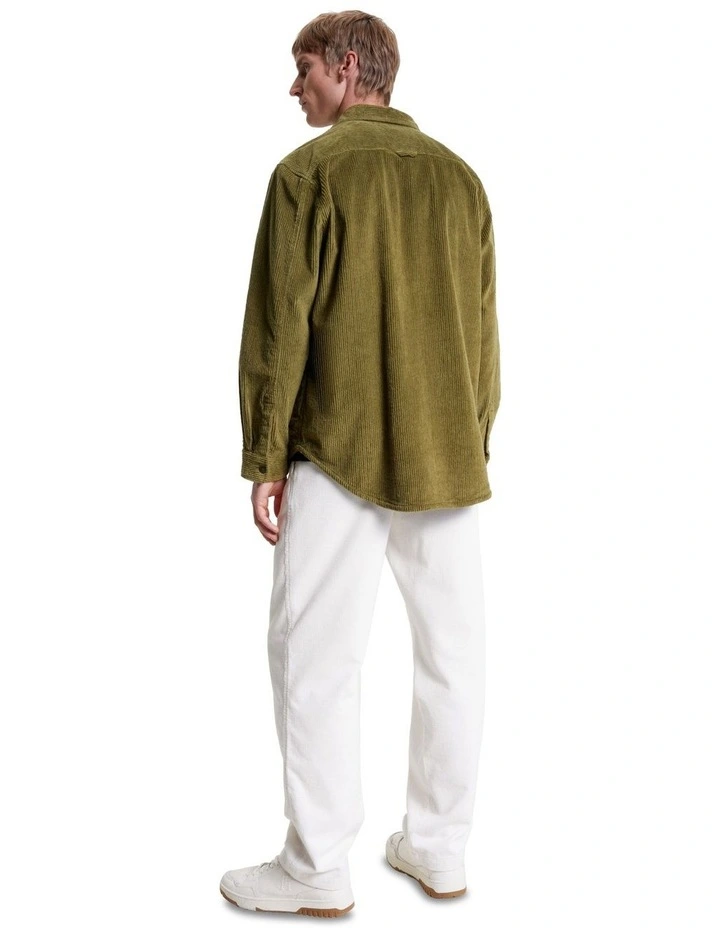 Corduroy Solid Overshirt in Green