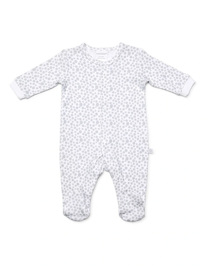 Footed Studsuit Grey 2 Pack in Grey