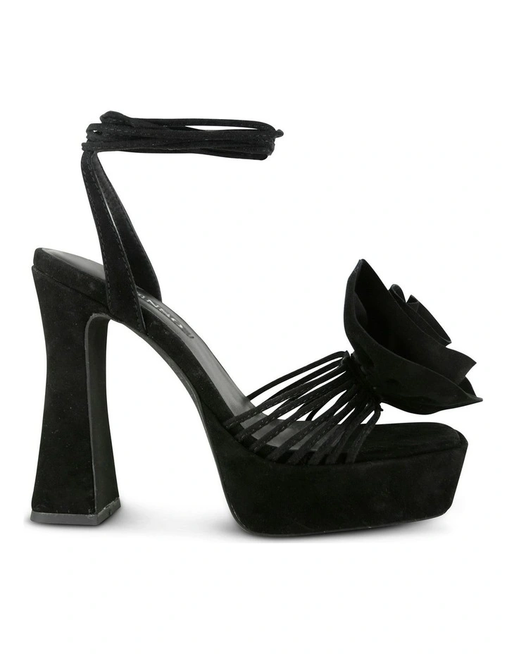 Taya Suede Heeled Sandals in Ebony