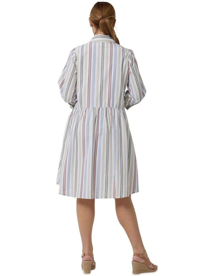 Stripe Shirt Dress in Guava Mix