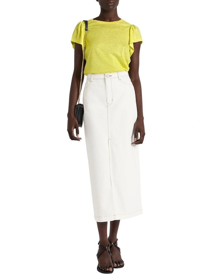 Bright Lights Foil Linen Tee in Lemon