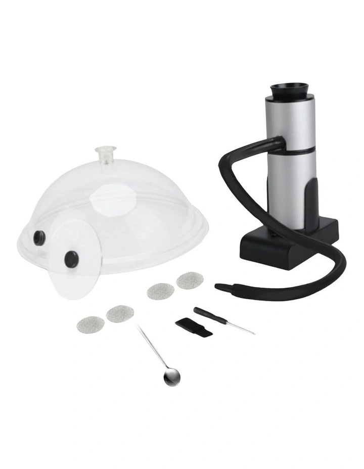 Portable Smoke Infusion Cocktail Smoker Kit Dome Cup Lid in Black/Silver