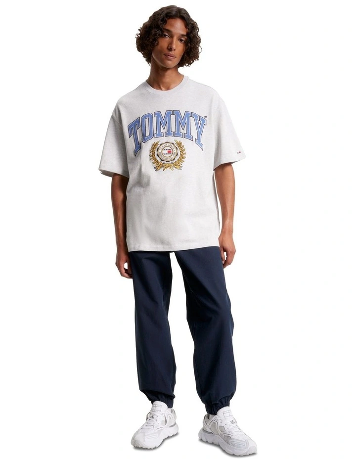 College Logo Oversized Fit T-Shirt in Grey