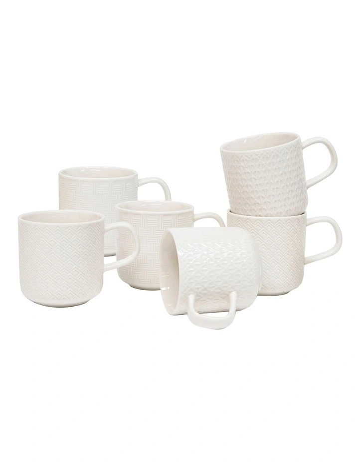 EMBOSSED Mug Set 6 Piece 300ml