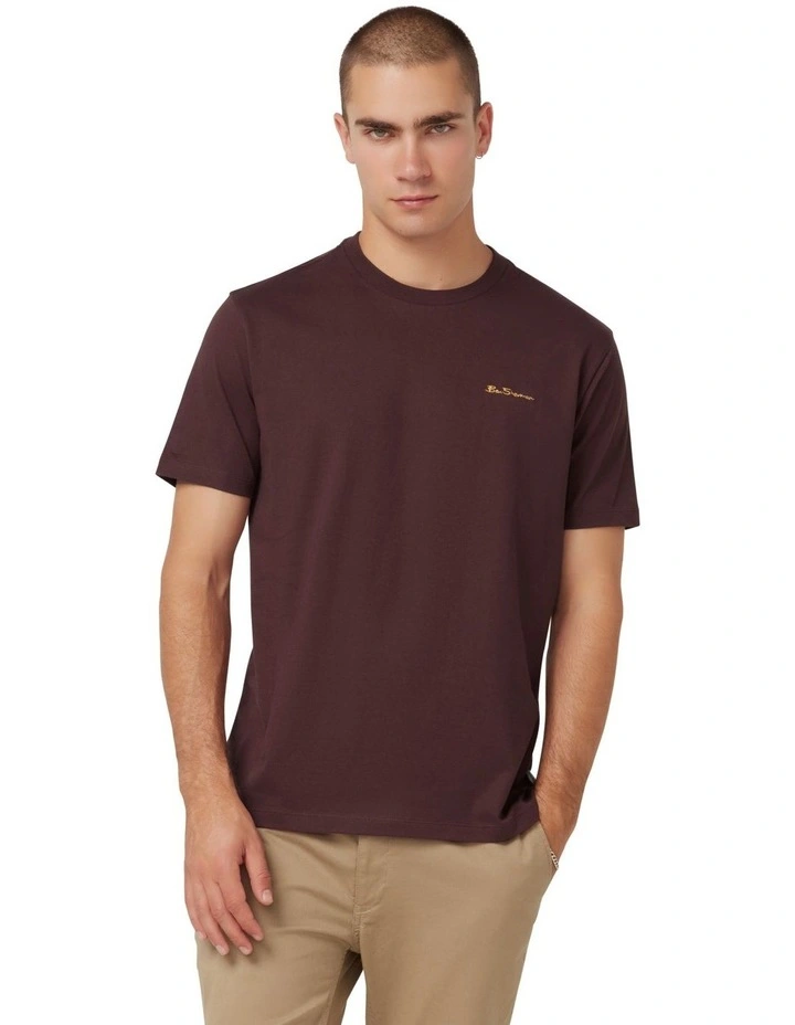 Signature Chest Embriodery Tee in Purple
