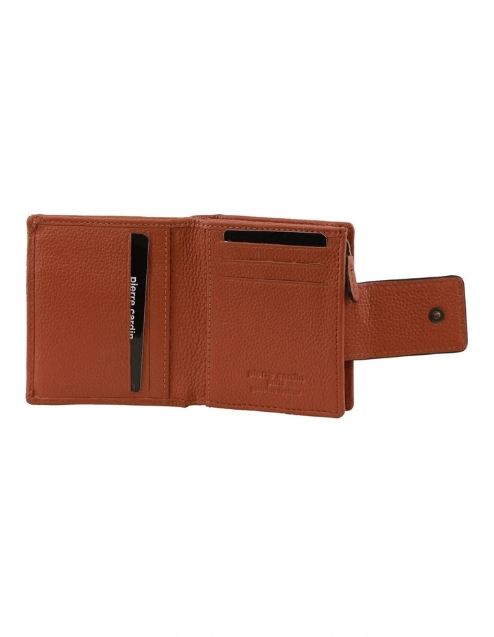Leather Flip Over Bi-fold Wallet in Brown