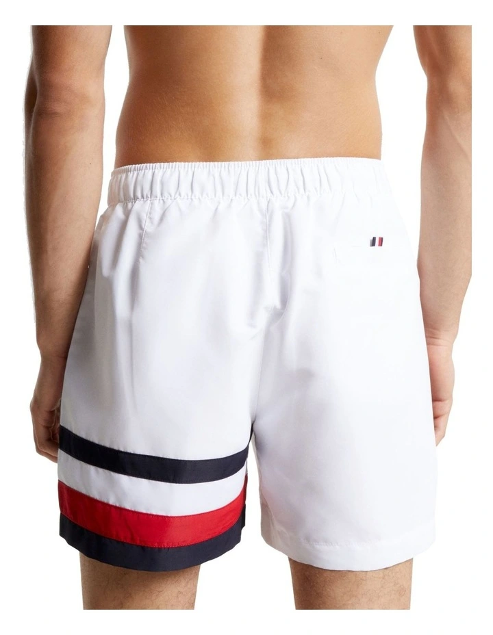 Global Stripe Flag Medium Swimshort in The Optic White