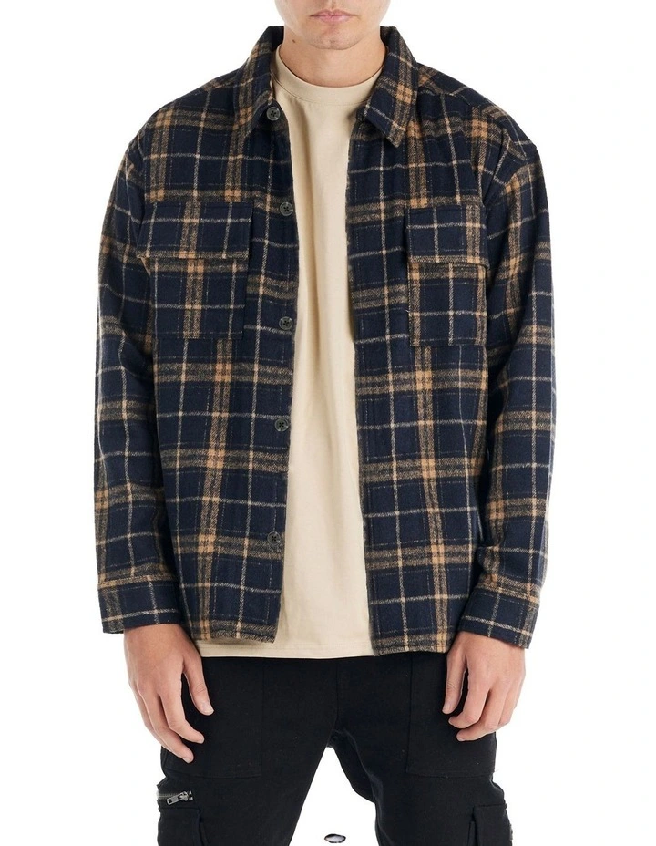 Booker Shacket Jacket in Black Plaid