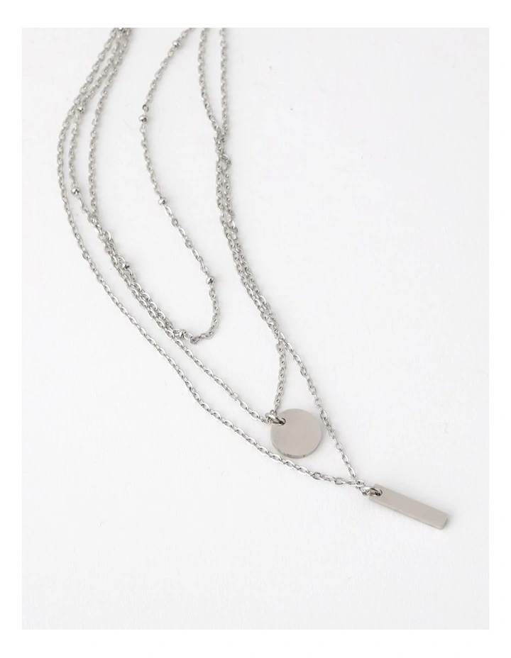 Stainless Steel 3 Layer Necklace in Silver