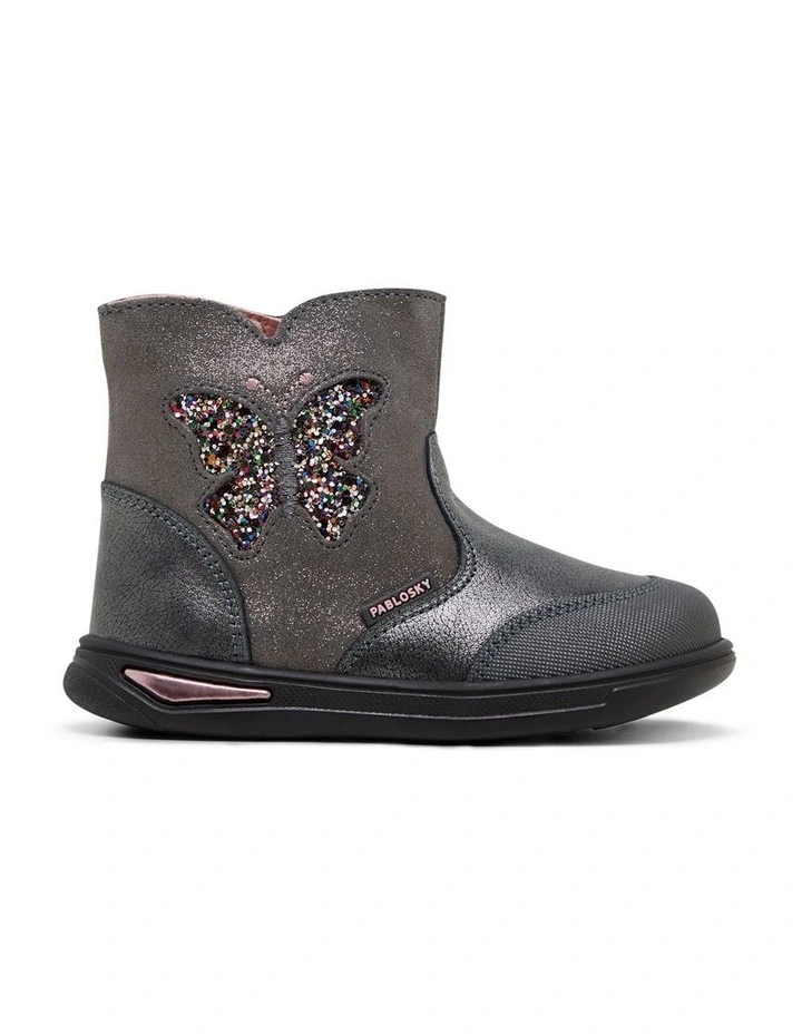 Self-Fastening Butterfly Charcoal Boots