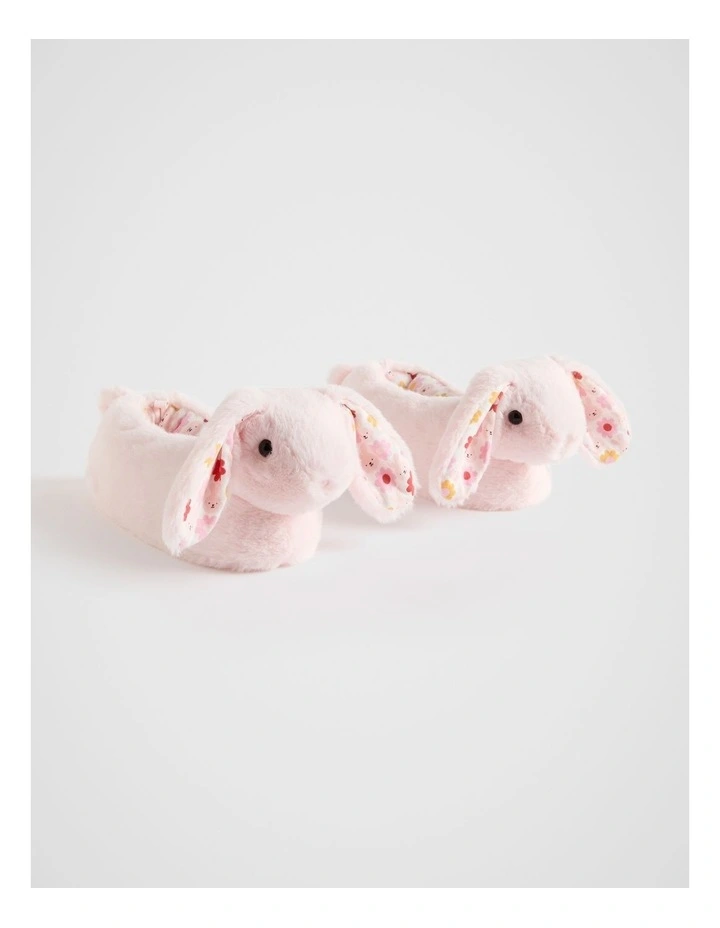 Fluffy Bunny Slipper in Dusty Rose