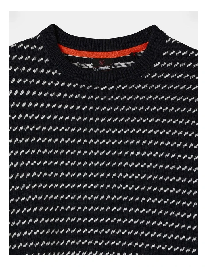 Knitted Crew Neck Jumper in Navy