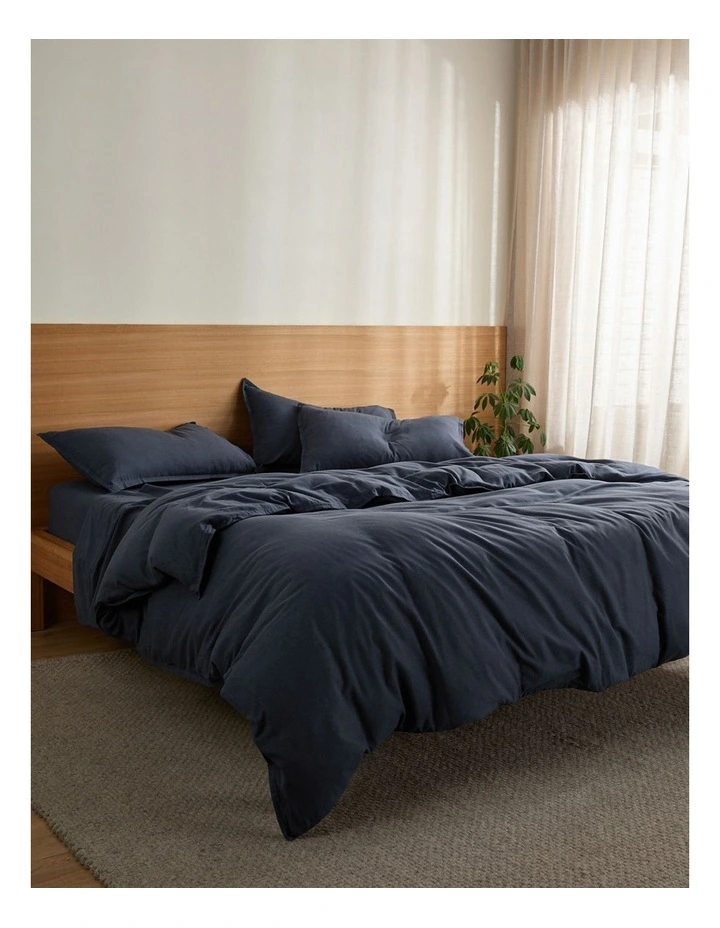 Frankie Flannelette Quilt Cover Set in Midnight