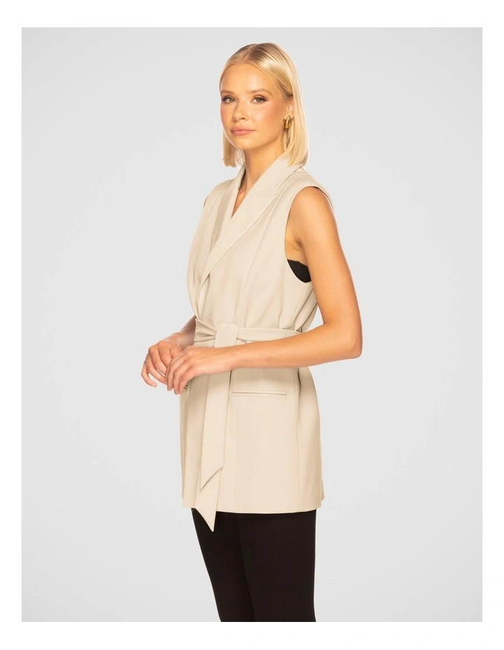 Flora Longline Vest in Stone