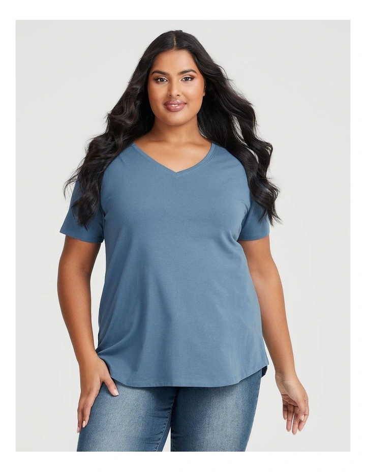 Australian Cotton V-Neck Tee in Dutch Blue