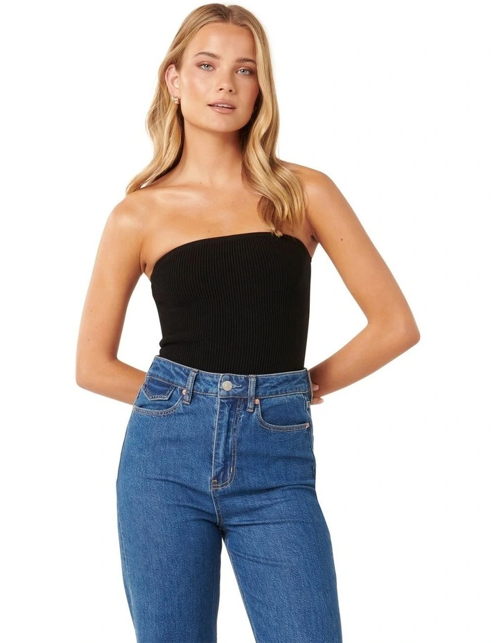 Opal Bandeau Knit Top in Black