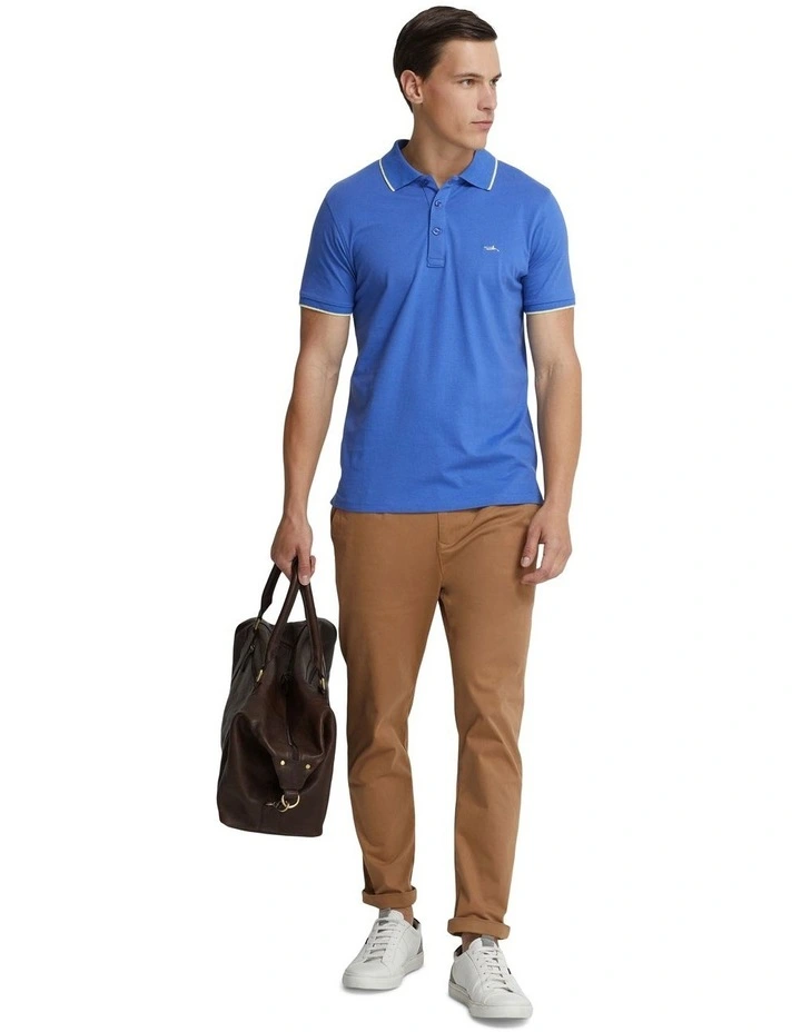 Henry Jersey Tipping Polo Shirt in Blue
