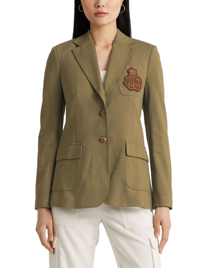 Crest-Patch Ponte Blazer in Green