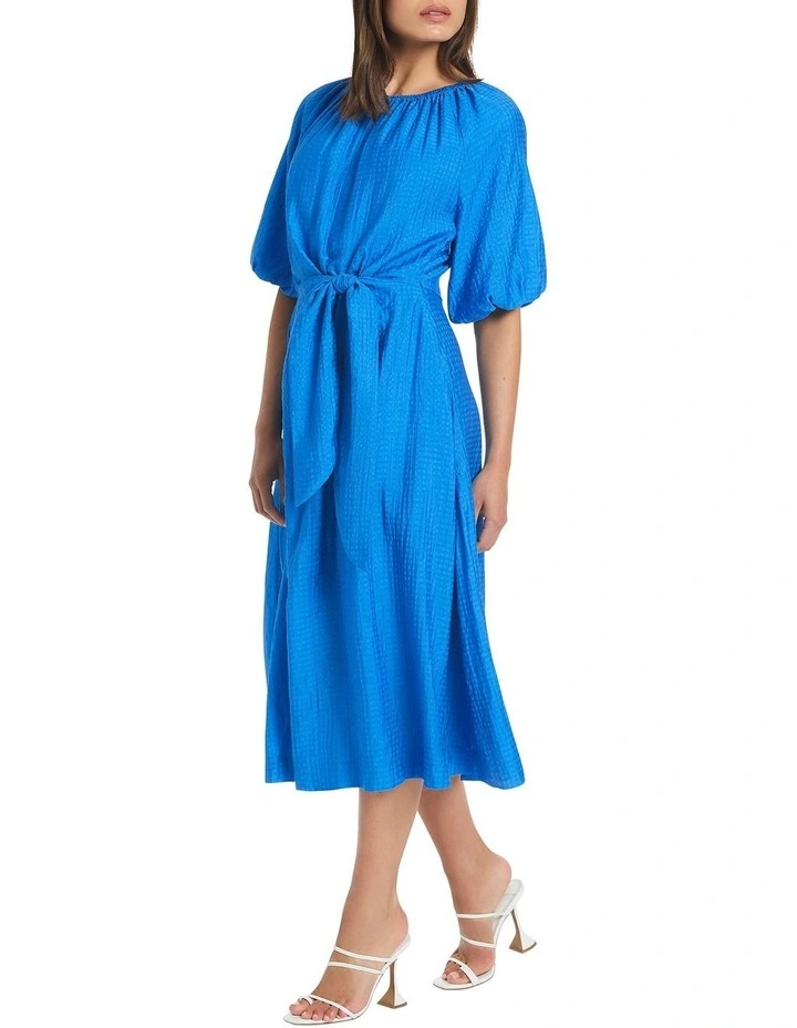 Tris Tie Waist Dress in Blue