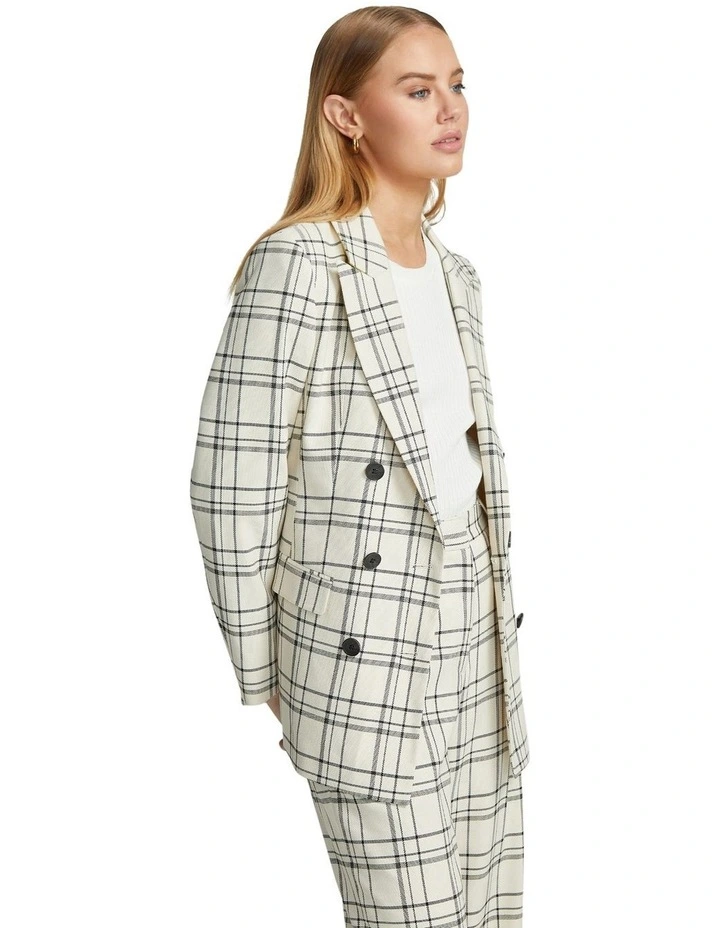Billie Eco Suit Jacket in Ivory/Black
