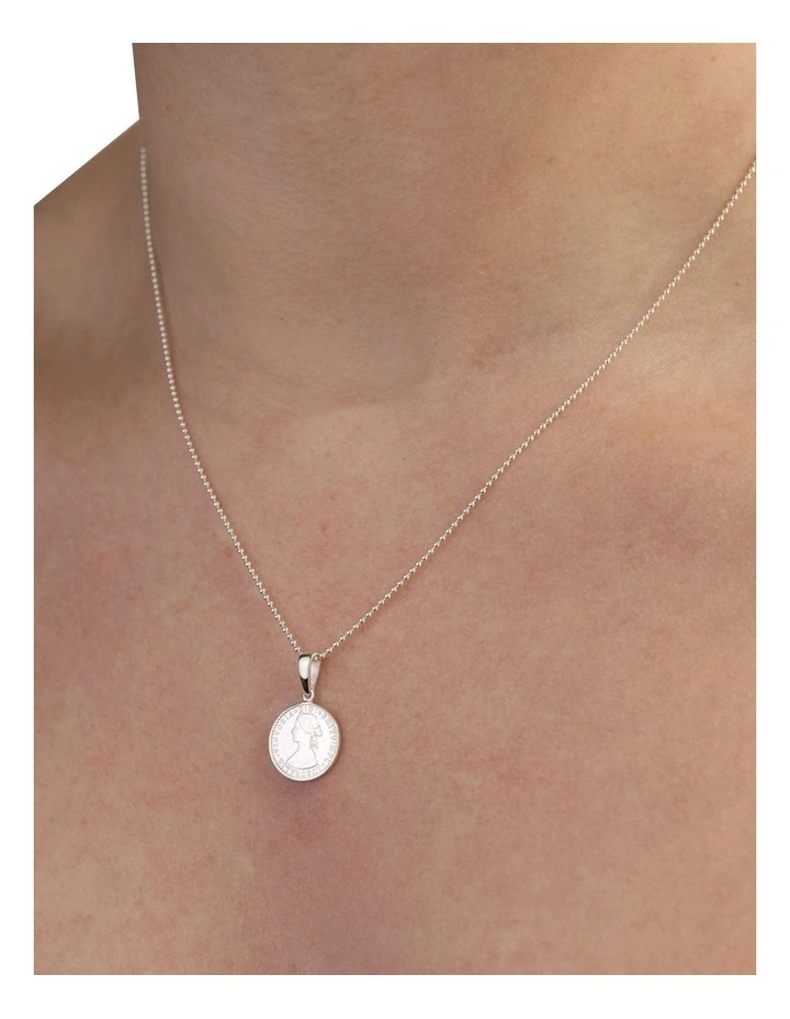 Fine Curb Chain Mini Australian Token Silver Necklace
