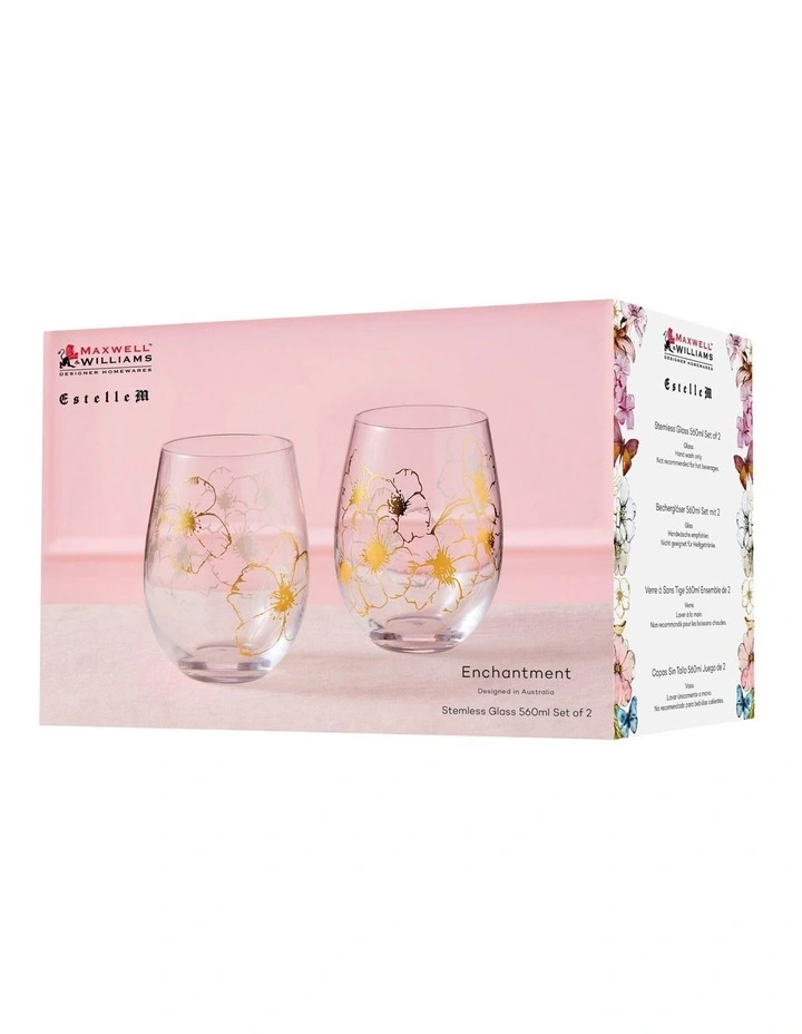 Stemless Glass Gift Box Set of 2 560ml in Clear