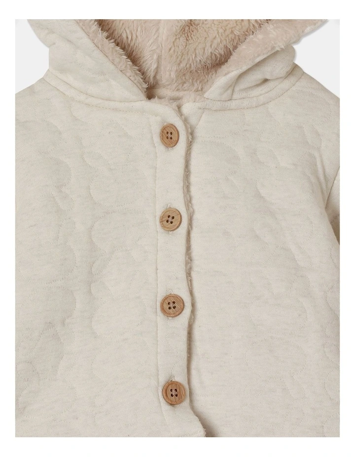 Dylan Hooded Bunny Quilted Jacket in Oat Marle
