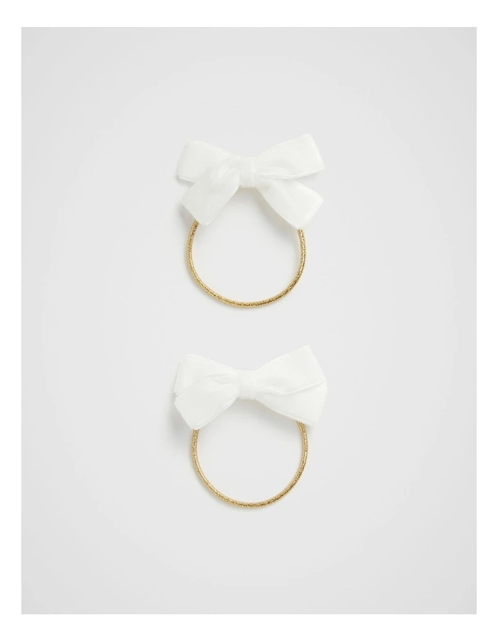 Velvet Bow Elastics in Creme
