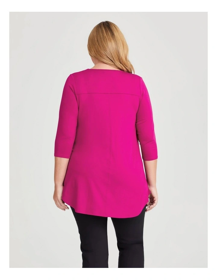 Bamboo Base 3/4 Sleeve Top in Magenta Pink