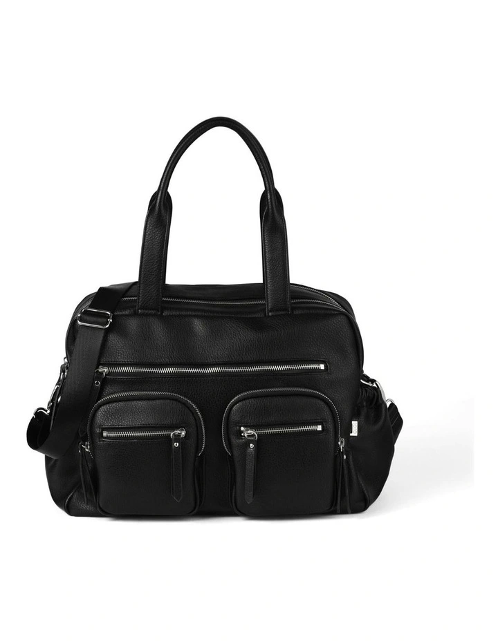 Carry All Vegan Leather Nappy Bag in Black Dimple