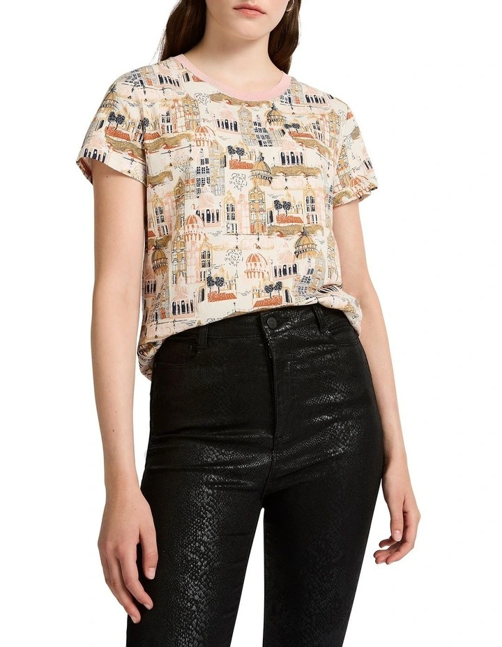 Town By The River Tee in White Multi