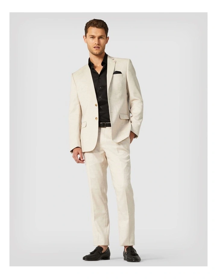 Regular Stretch Textured Tailored Jacket in Natural
