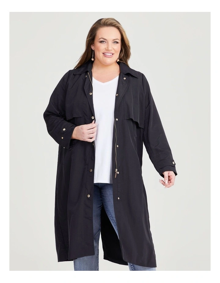 Weekend Zip Trench Coat in Black