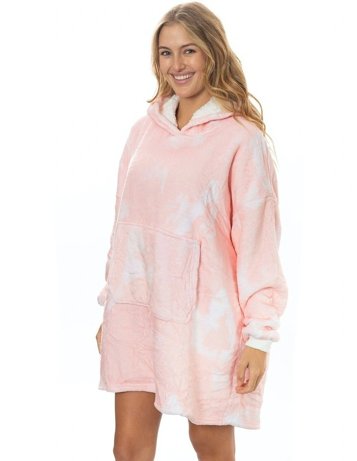 Premium Reversible Fleece Snug Hoodie 750GSM in Peach