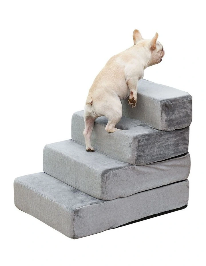 XL Portable Pet Stairs 4 Step Ramp in Grey