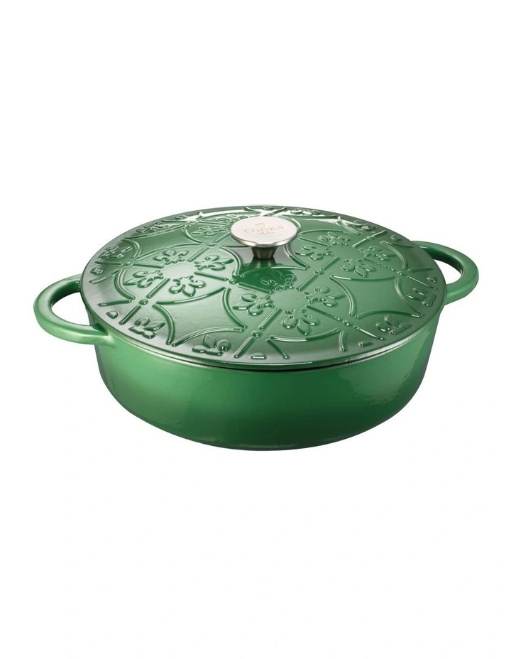 Cast Iron Saute with Lid 28cm/4.0lt Heritage Green