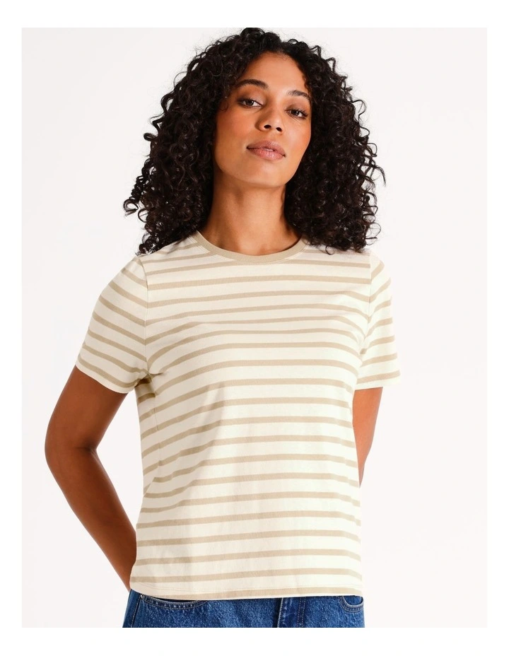 Short Sleeve Crew Neck Tee in Ivory