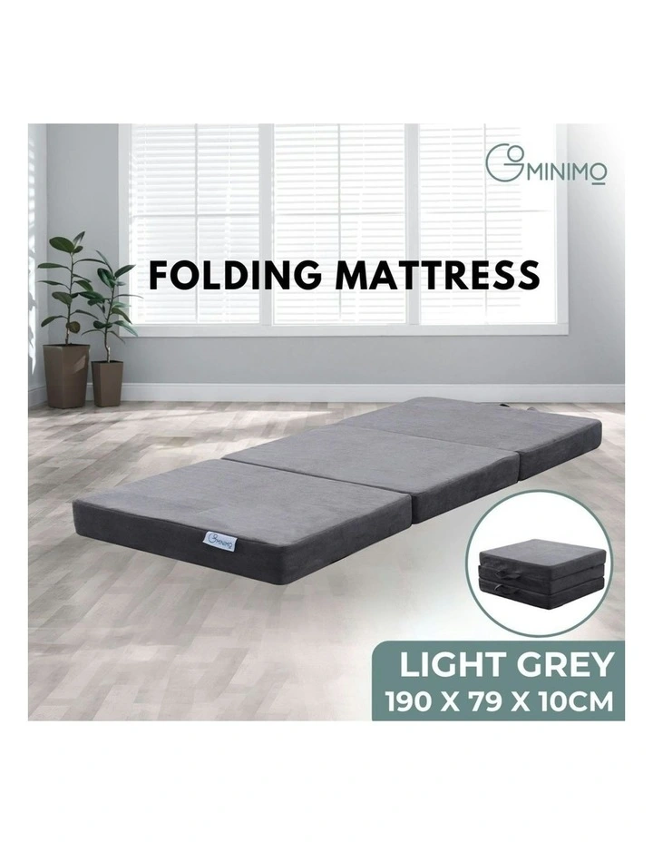 Single Foldable Foam Mattresses in Light Grey