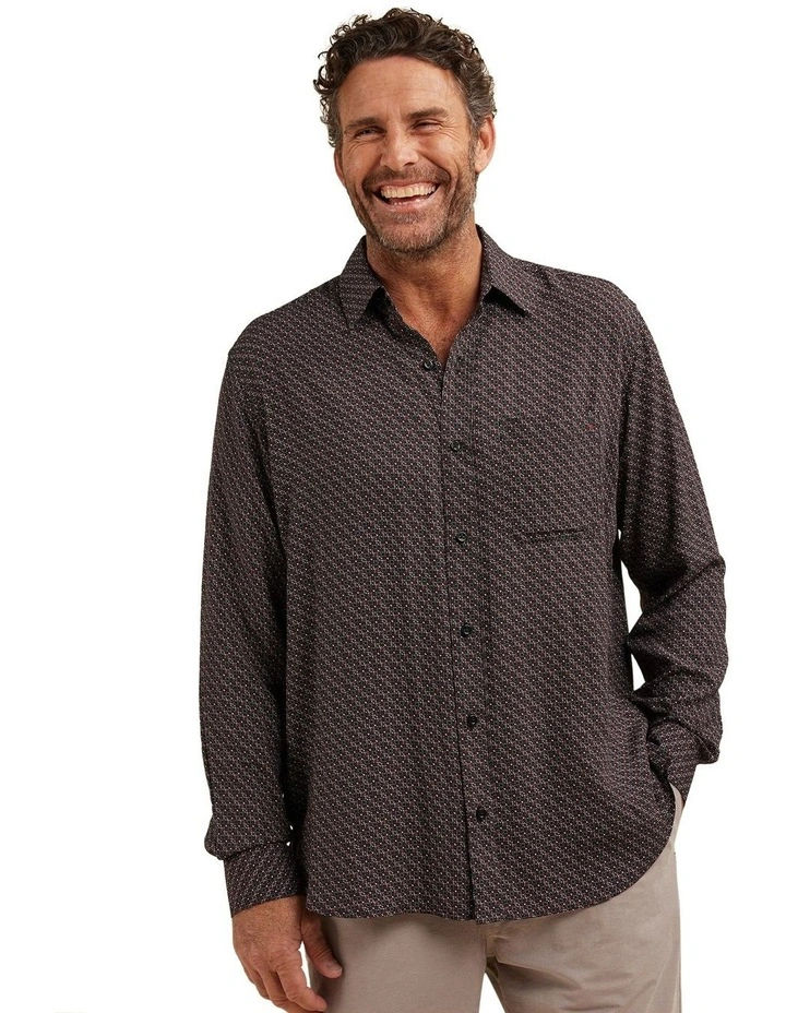 Avalon Bamboo Long Sleeve Shirt in Black